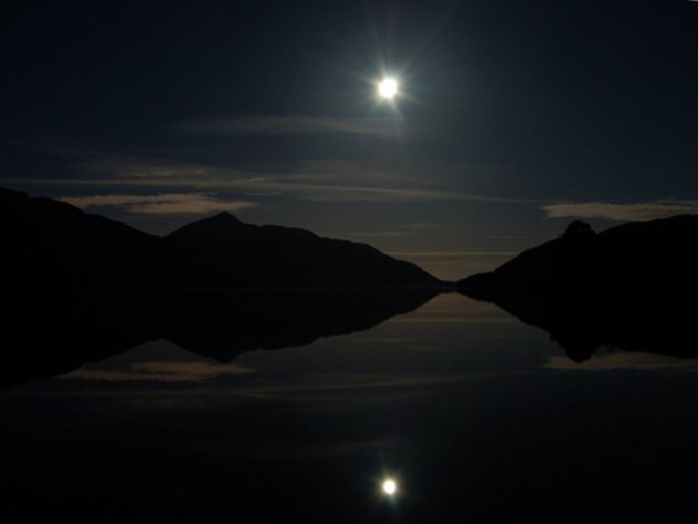 Loch Lomond at full moon, Scotland